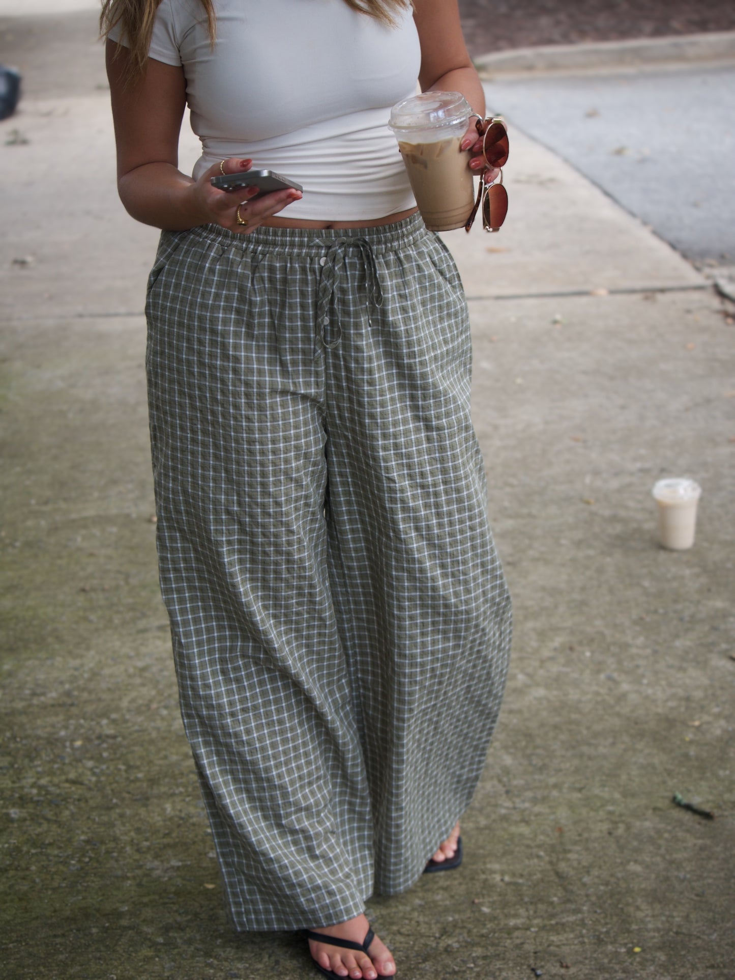 Collectique Olive Gridline Lounge Pants Pants Collectique Small
