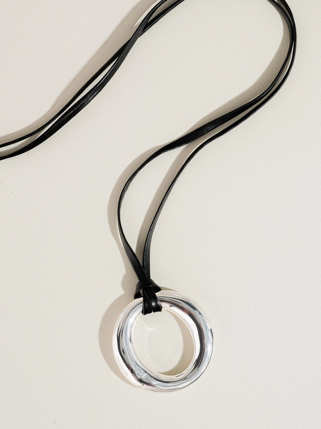 Collectique O-Ring Pendant with Leather Strap Necklace Collectique Default Title