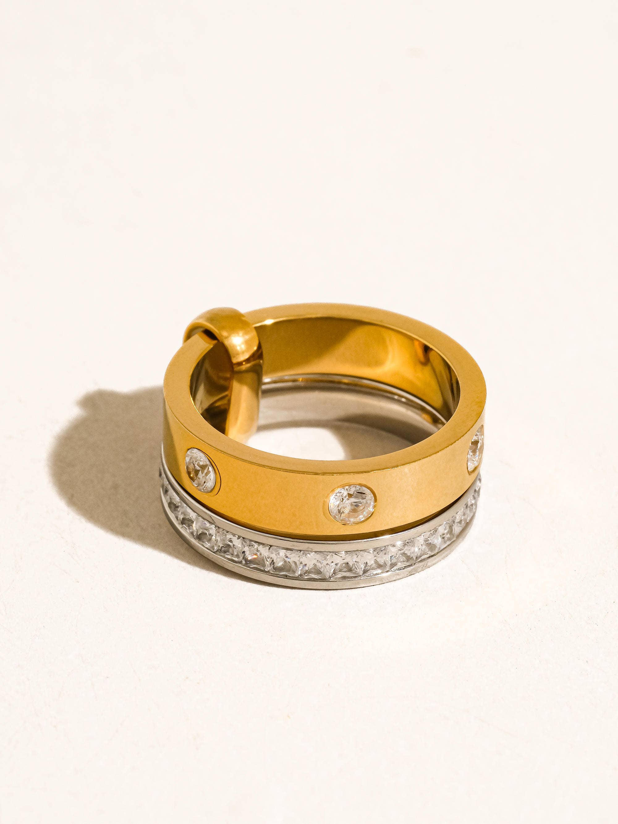 Greyson 18K Gold Non-Tarnish Two-Tone Crystal Band Ring