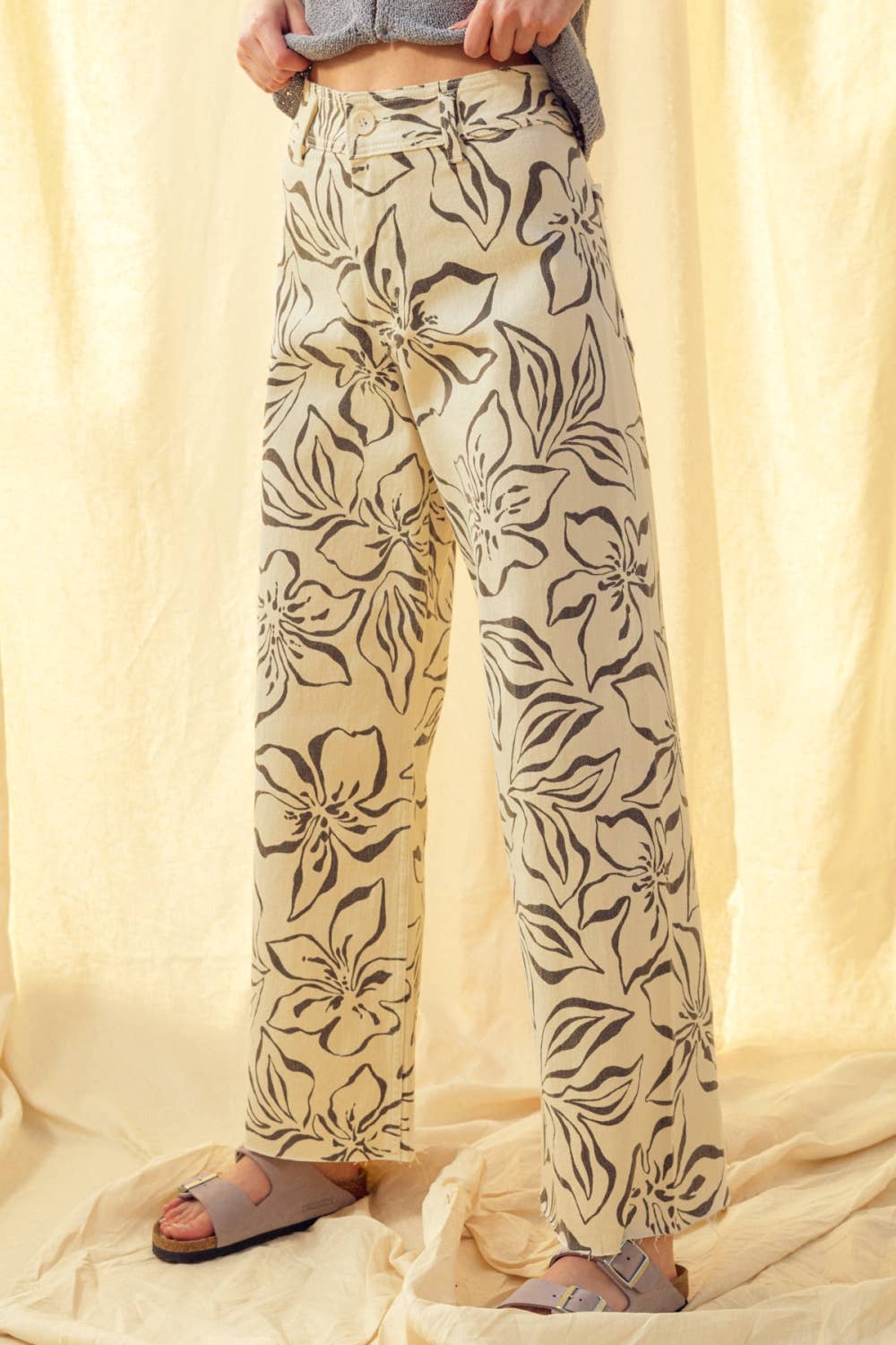 FLORAL PRINT STRETCH PANTS
