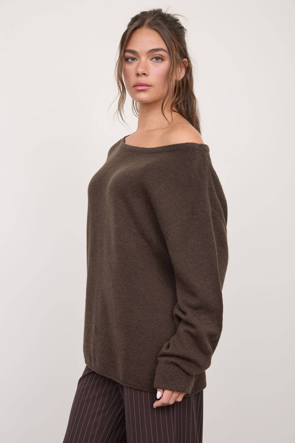 BOAT NECK OVERSIZED KNIT PULLOVER SWEATER