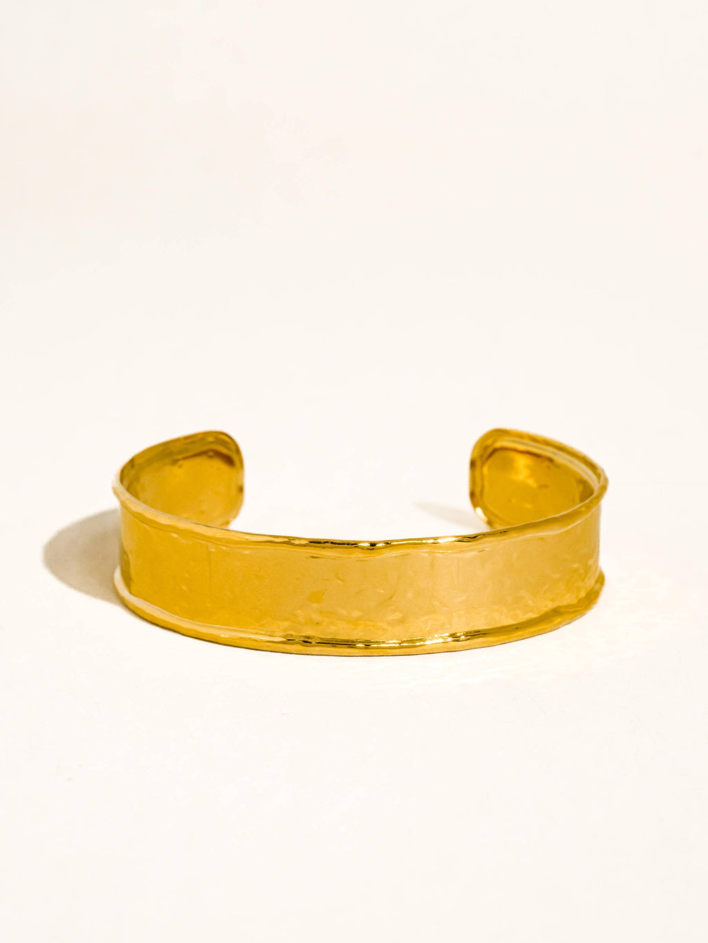 18K Gold Non-Tarnish Hammered Cuff Bracelet