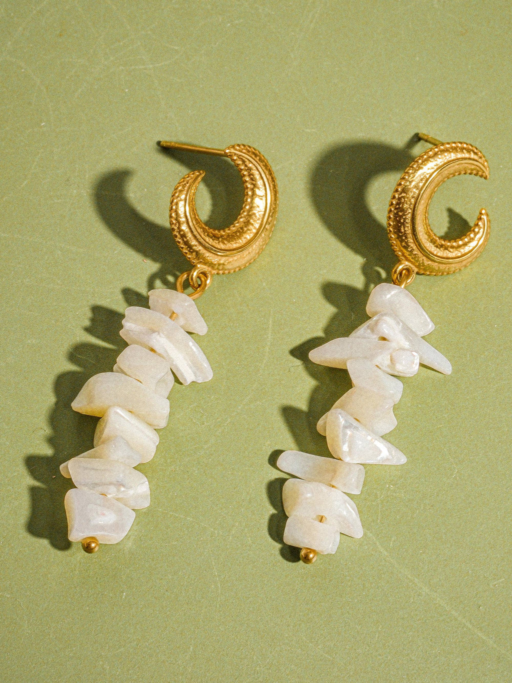 Shelby 18K Gold Non-Tarnish Resort Moon and Shell Earring
