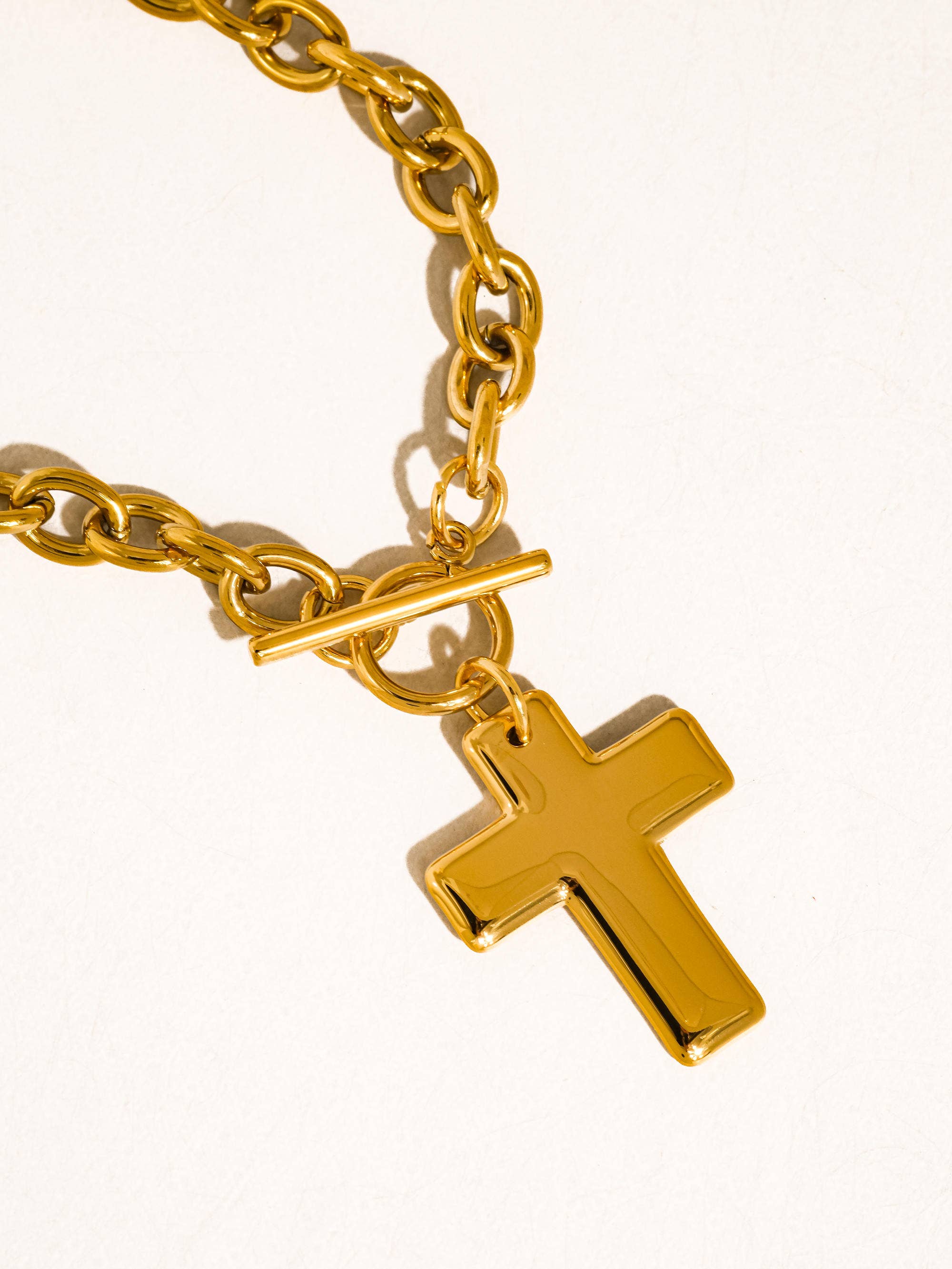 Trinite 18K Gold Non-Tarnish Cross Pendant Necklace