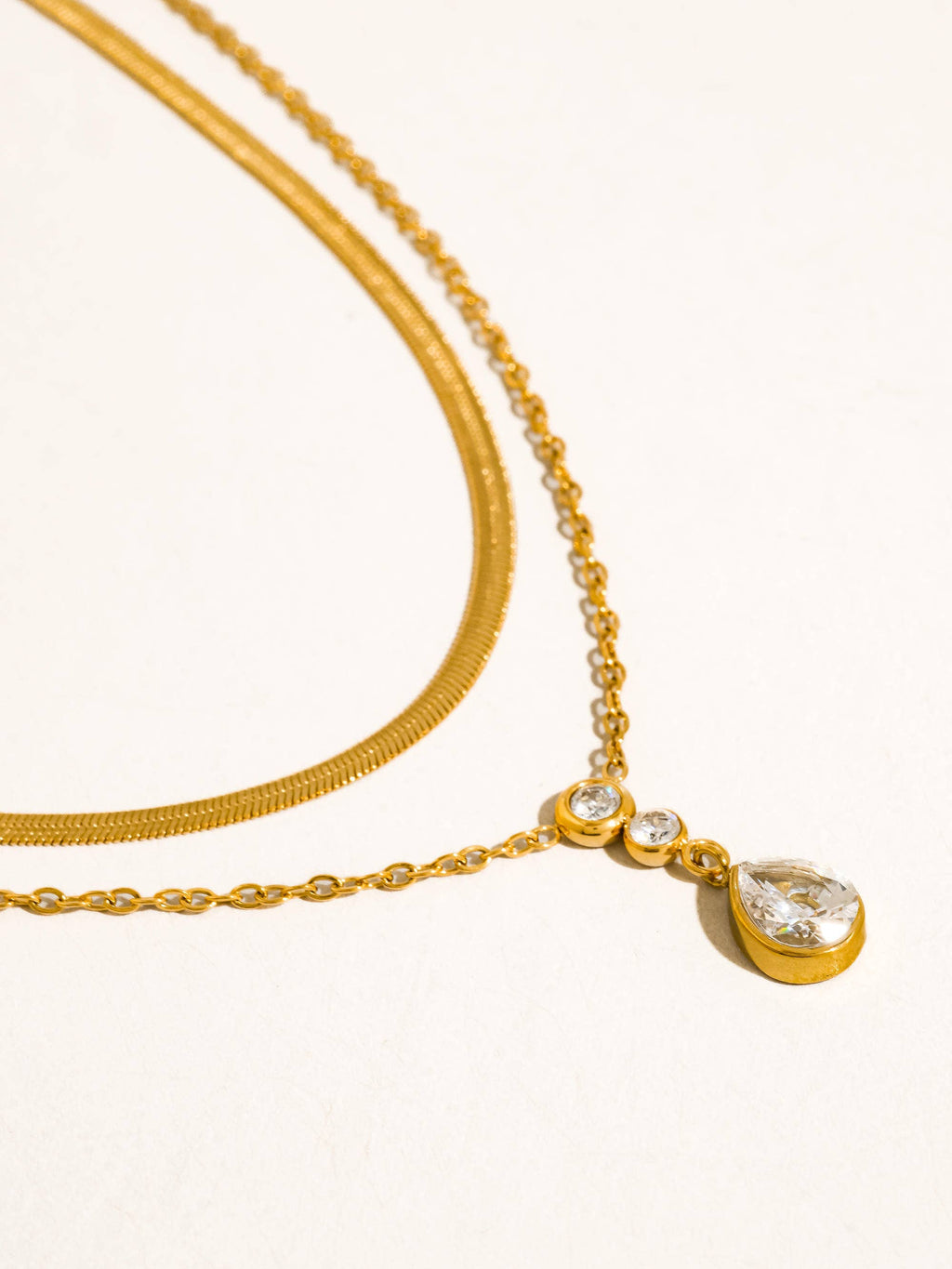 Dorielle 18K Gold Non-Tarnish Layered Teardrop Necklace