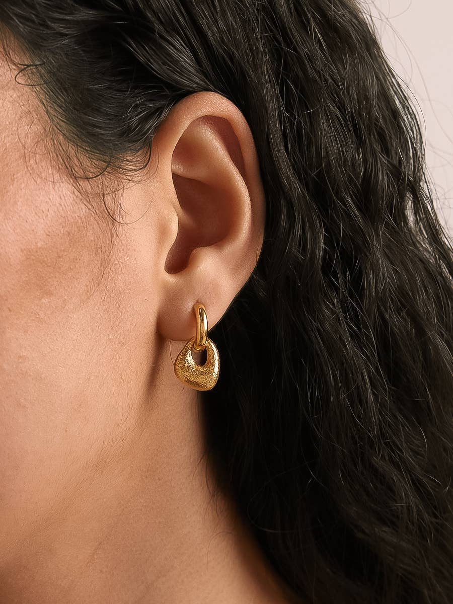 Amoret 18K Gold Non-Tarnish Modern Textured Earrings