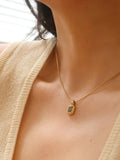 18K Green Square Stone Necklace