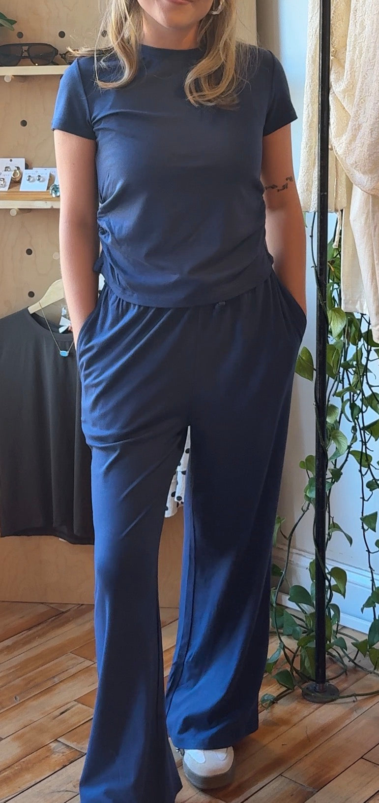 Marlow Short-Sleeve Ruched Two-Piece Set