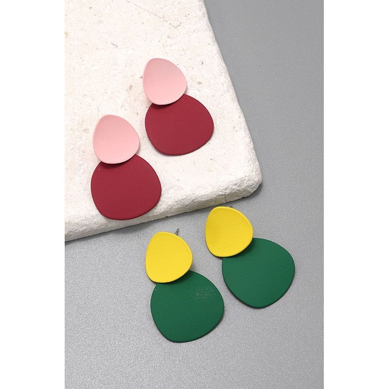 Color Block Circle Drop Earrings