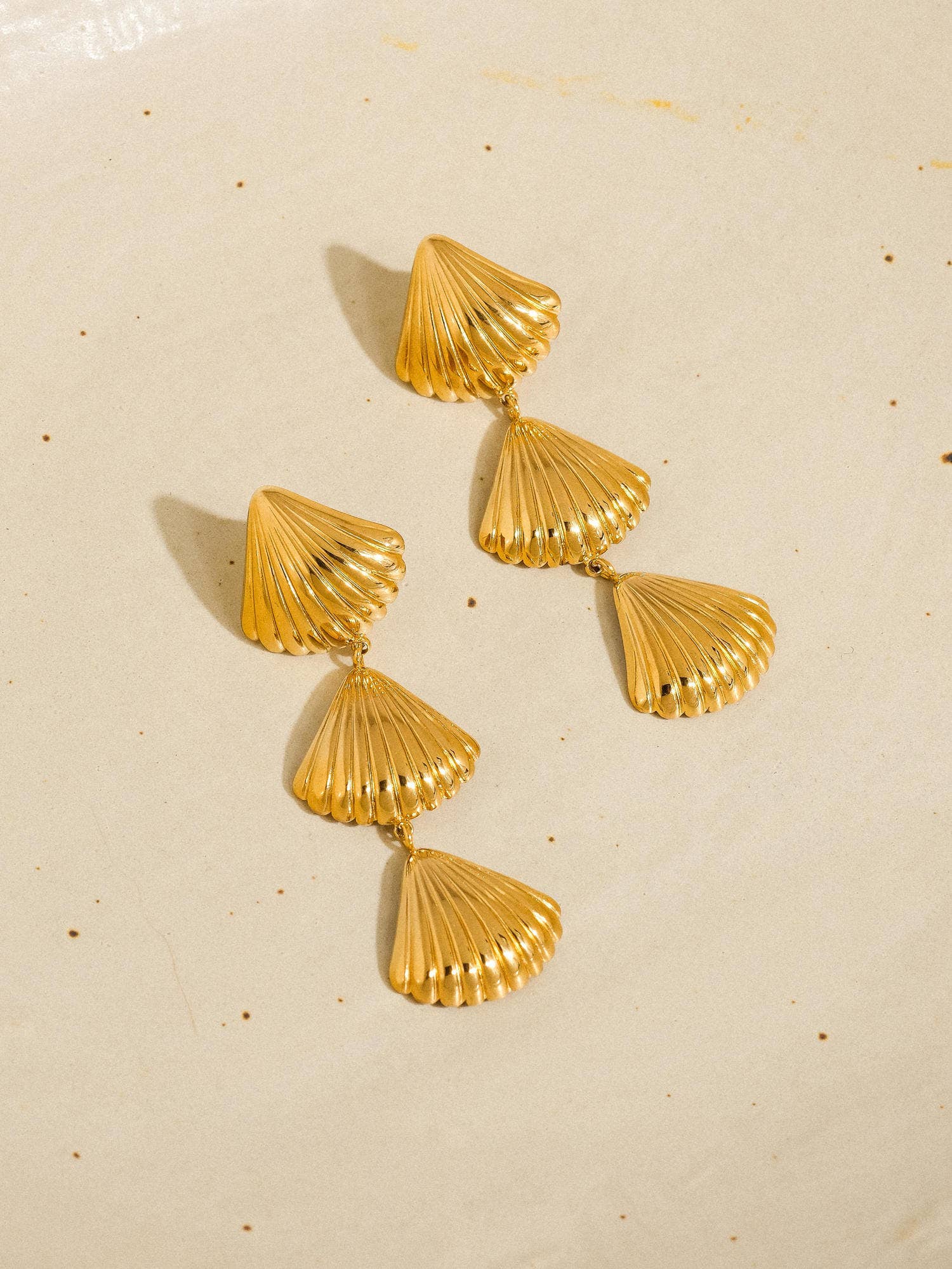 Lydie 18K Gold Non-Tarnish Layered Shell Drop Earring