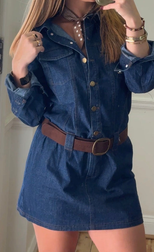 DENIM LONG SLEEVE DRESS