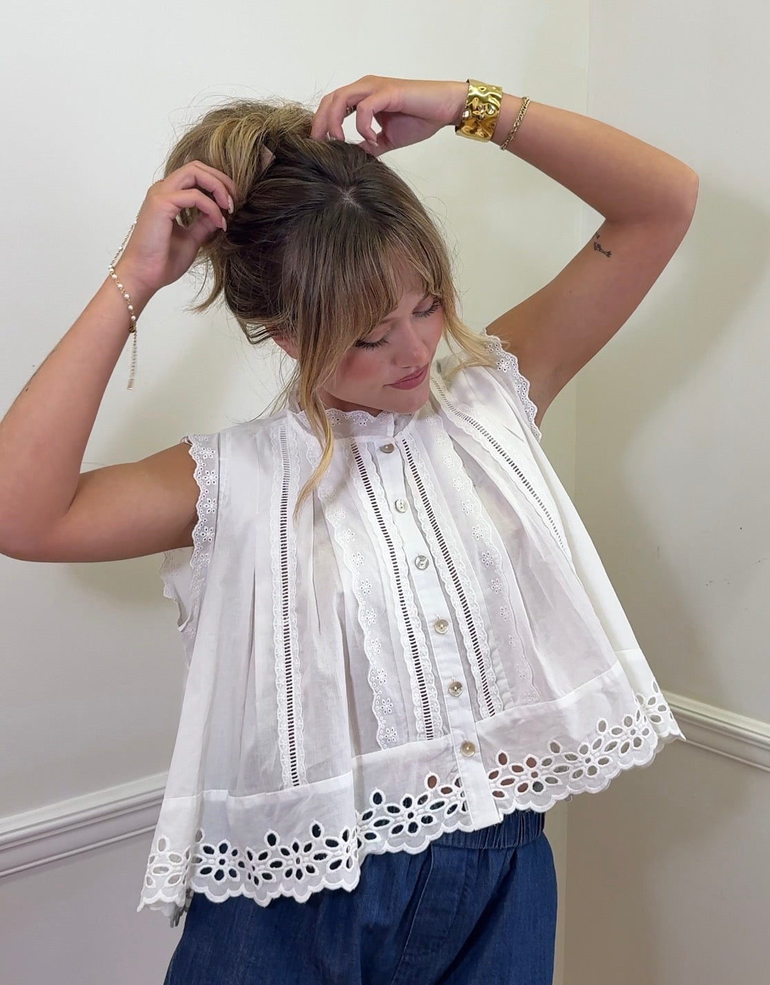 Sleeveless Cotton Blouse
