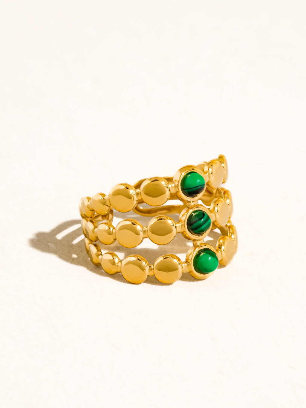 Quest 18K Gold Non-Tarnish Stone Beaded Ring