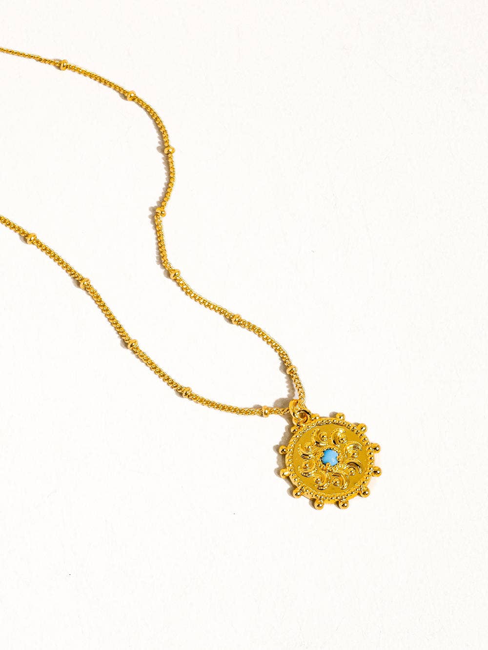 Collectique Stassie 18K Gold Turquoise Stone Sun Necklace Necklace Flânerie by MAIQ Yellow Gold Collectique Yellow Gold Flânerie by MAIQ Necklace Stassie 18K Gold Turquoise Stone Sun Necklace