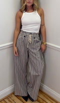 Cally Stripe Drawstring Wide-Leg Pants
