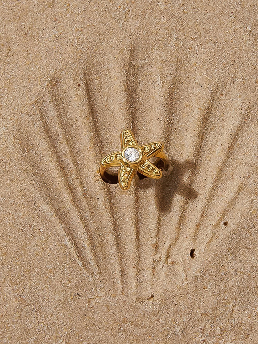 Marin 18K Gold Non-Tarnish Starfish CZ Statement Ring