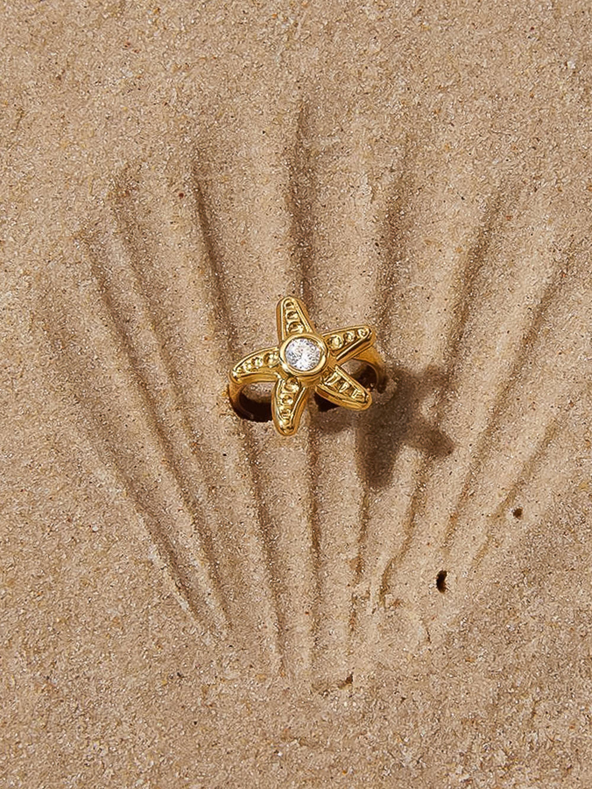Marin 18K Gold Non-Tarnish Starfish CZ Statement Ring