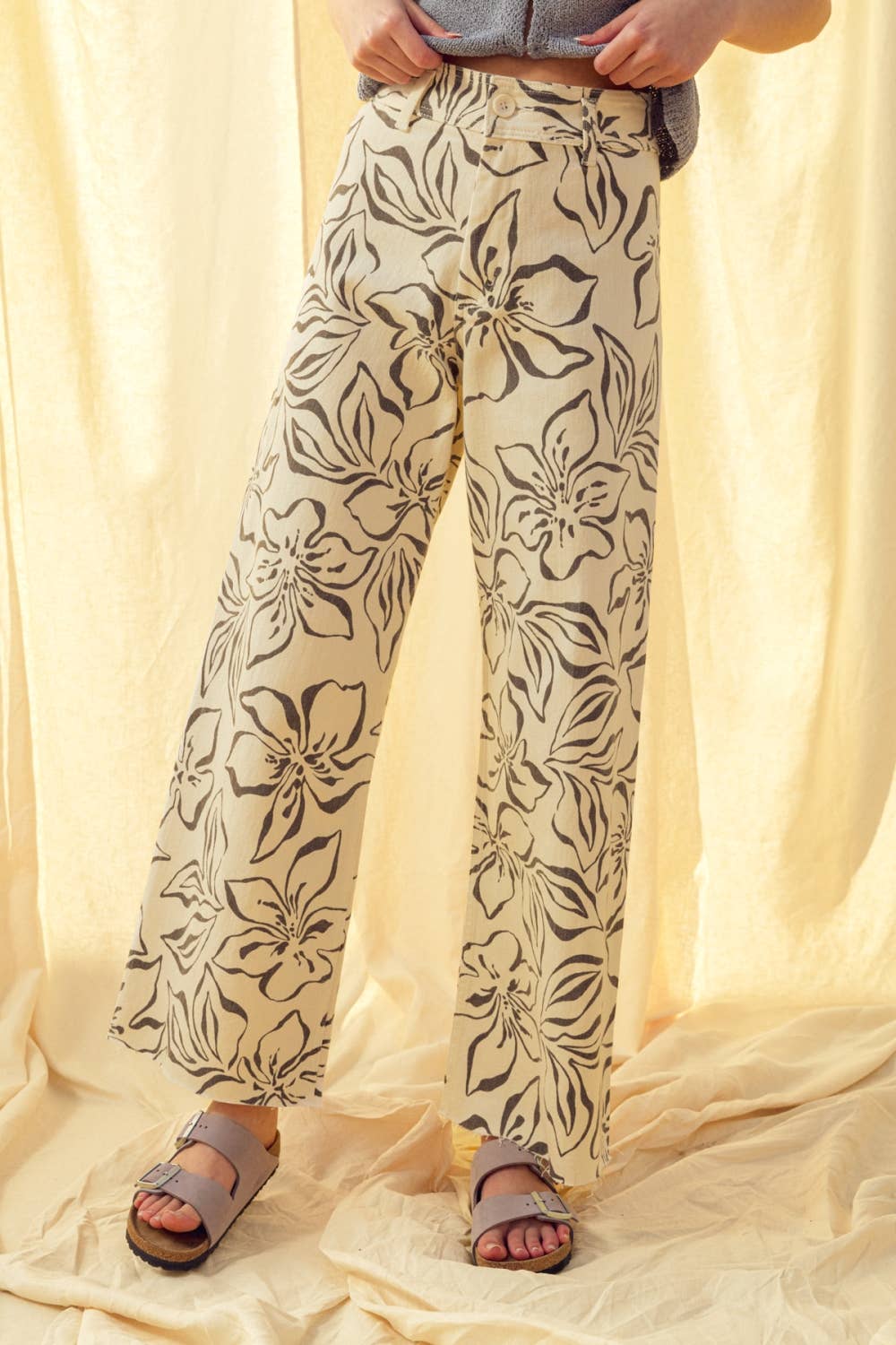 FLORAL PRINT STRETCH PANTS