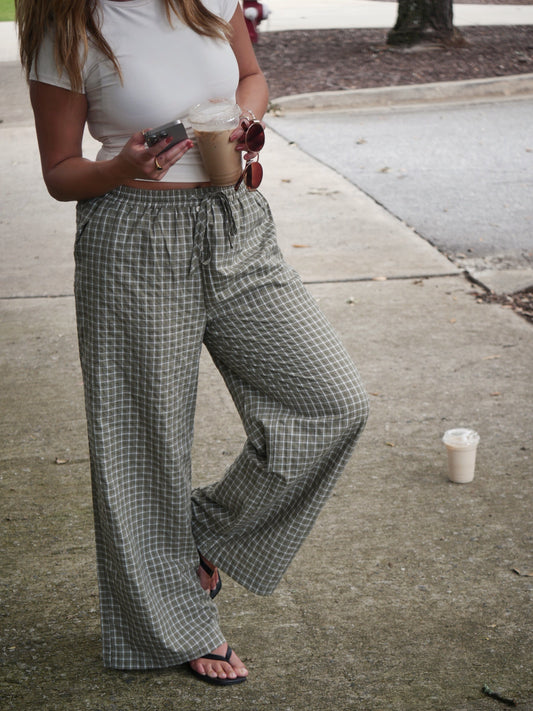 Collectique Olive Gridline Lounge Pants Pants Collectique Small