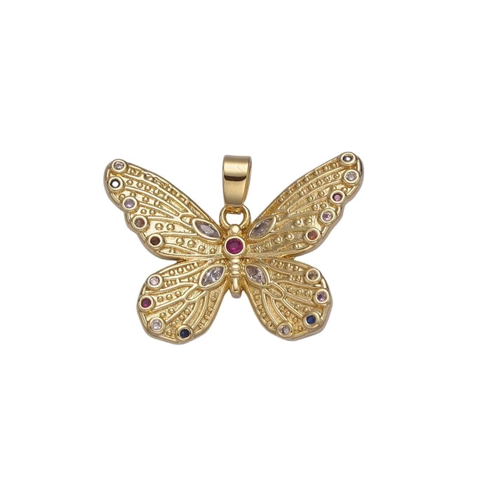 Jeweled Gold Butterfly Charm
