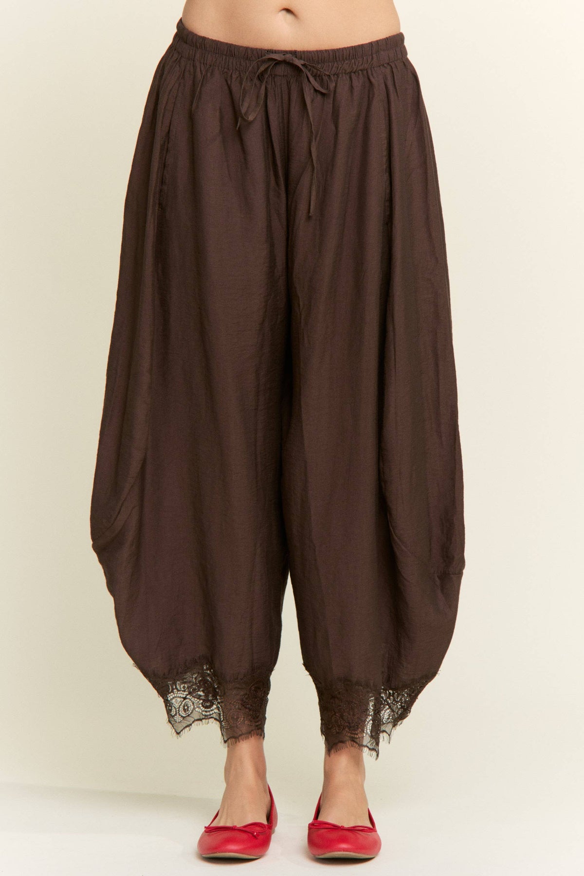 Lace Hem Relaxed Pants