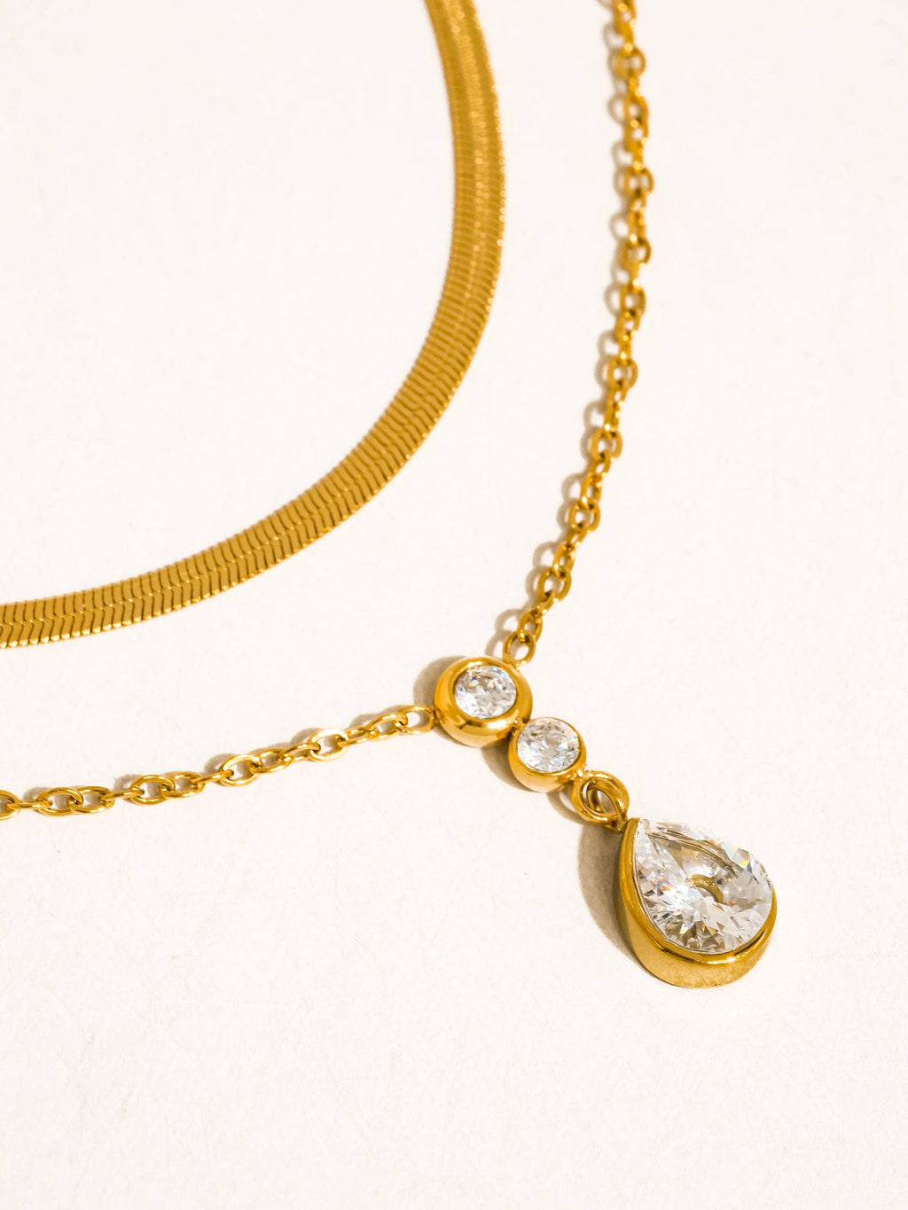 Dorielle 18K Gold Non-Tarnish Layered Teardrop Necklace