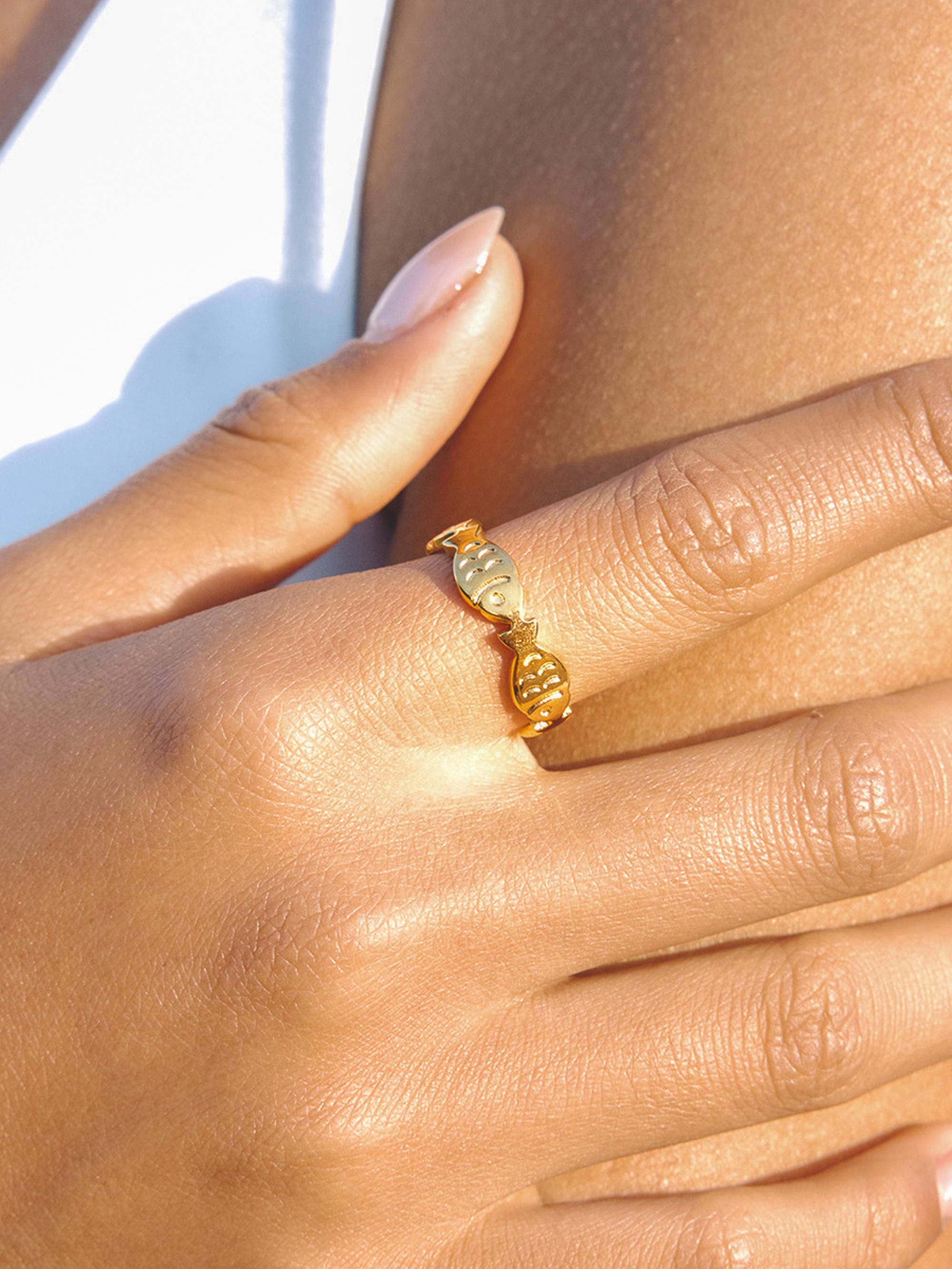 Livia 18K Gold Non-Tarnish Fish Wrap Open Ring