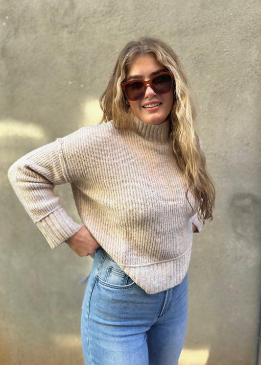 High Neck Oatmeal Sweater