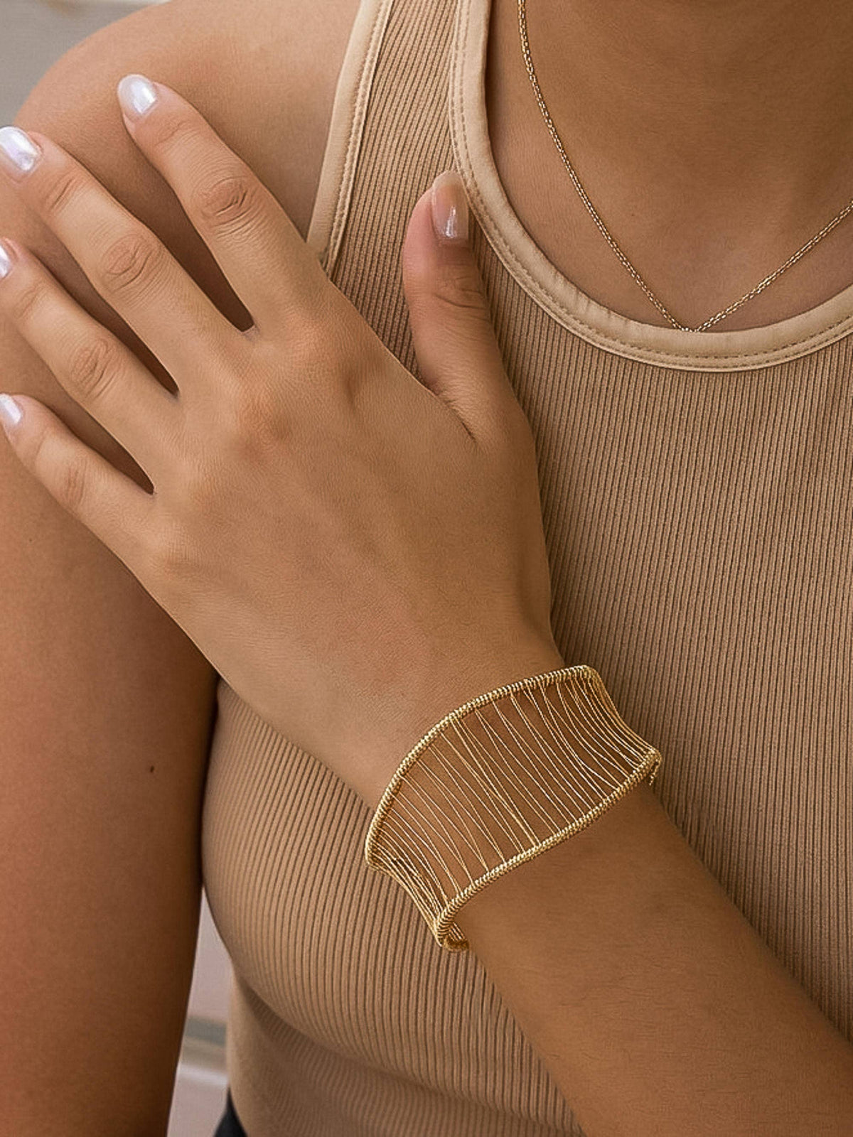 Chantôme 18K Gold Non-Tarnish Woven Cuff Bracelet