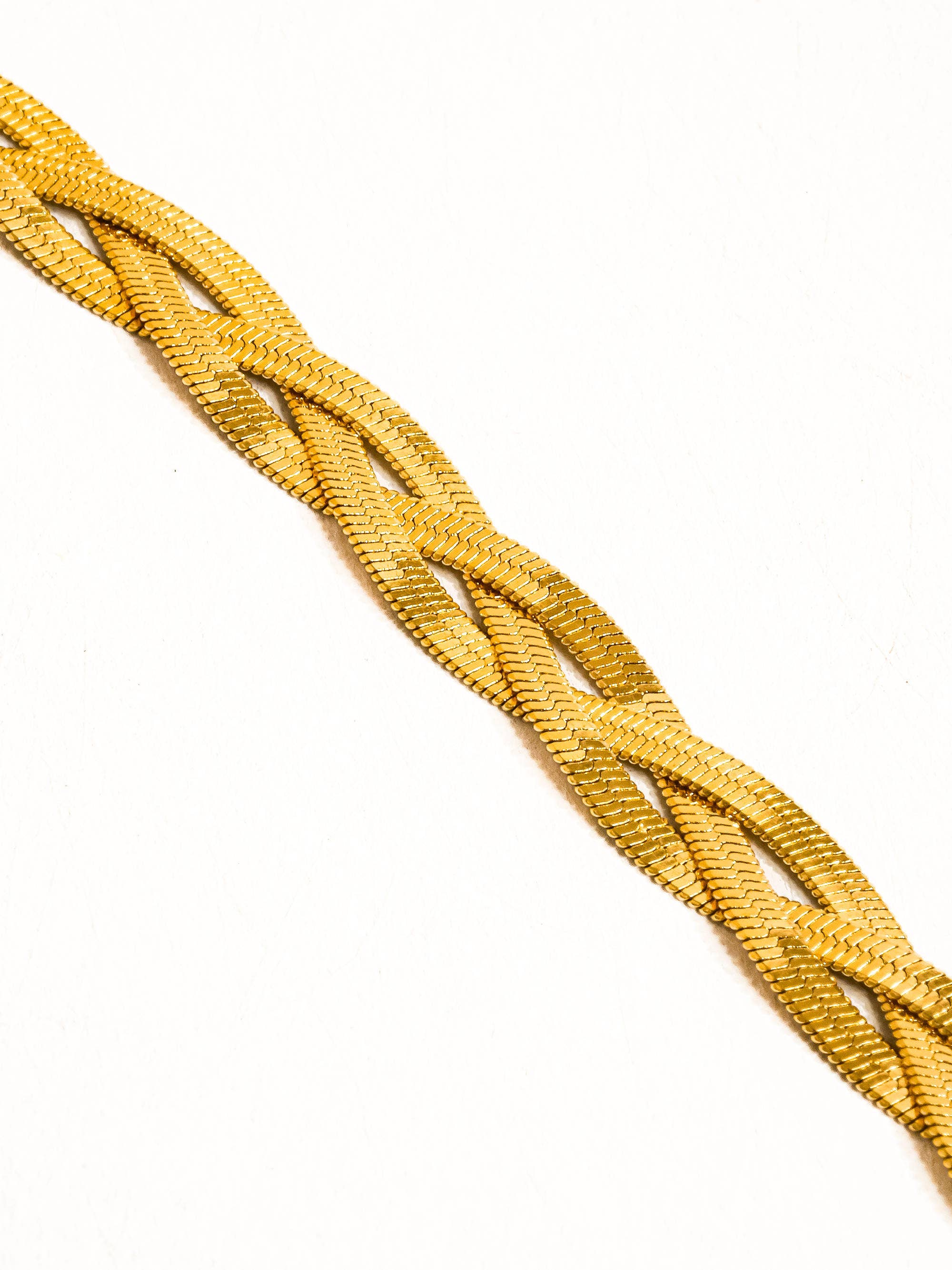 18K Gold Non-Tarnish Braided Snake Chain Bracelet