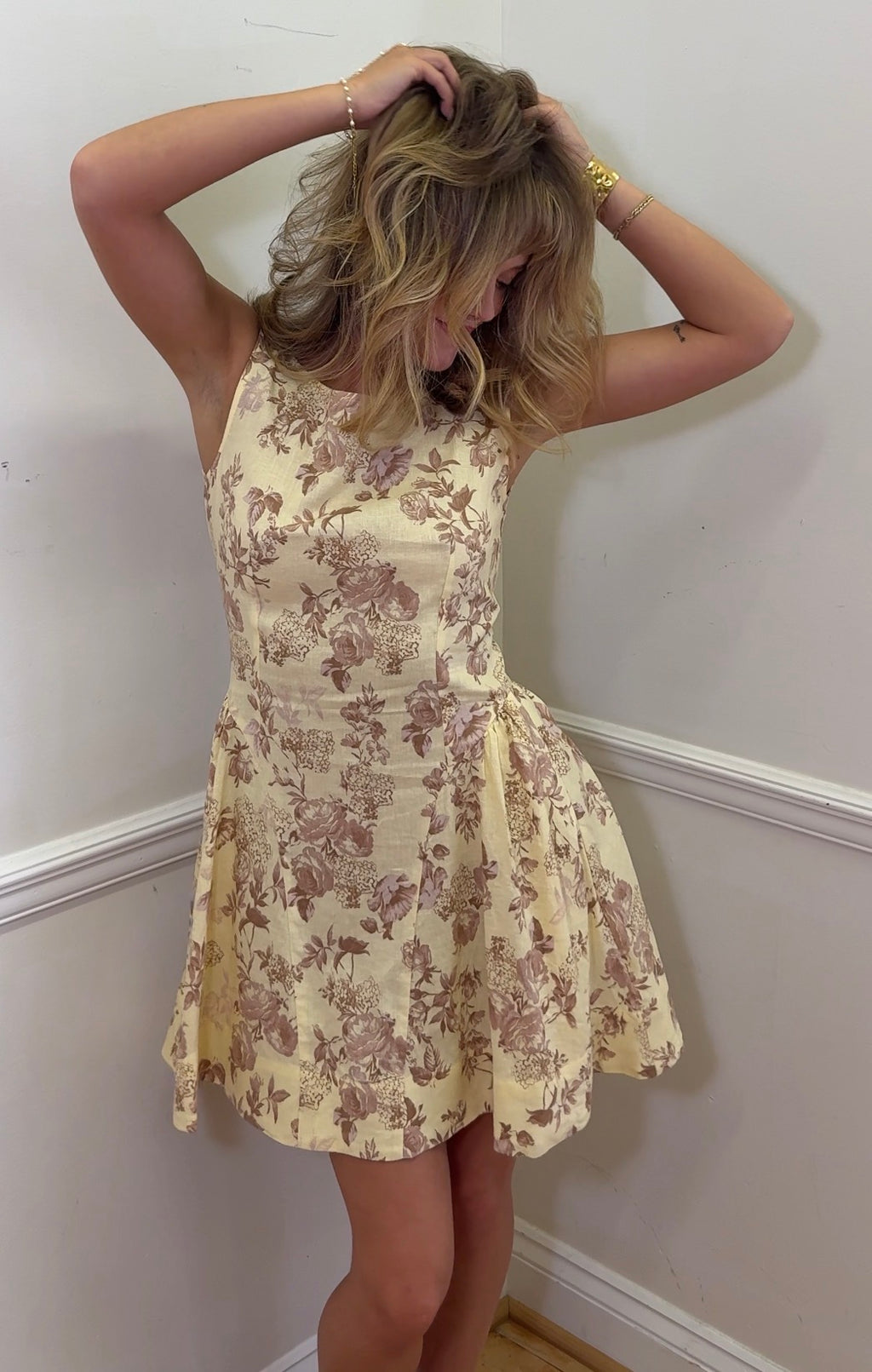 Calla Floral Open-Back Mini Dress