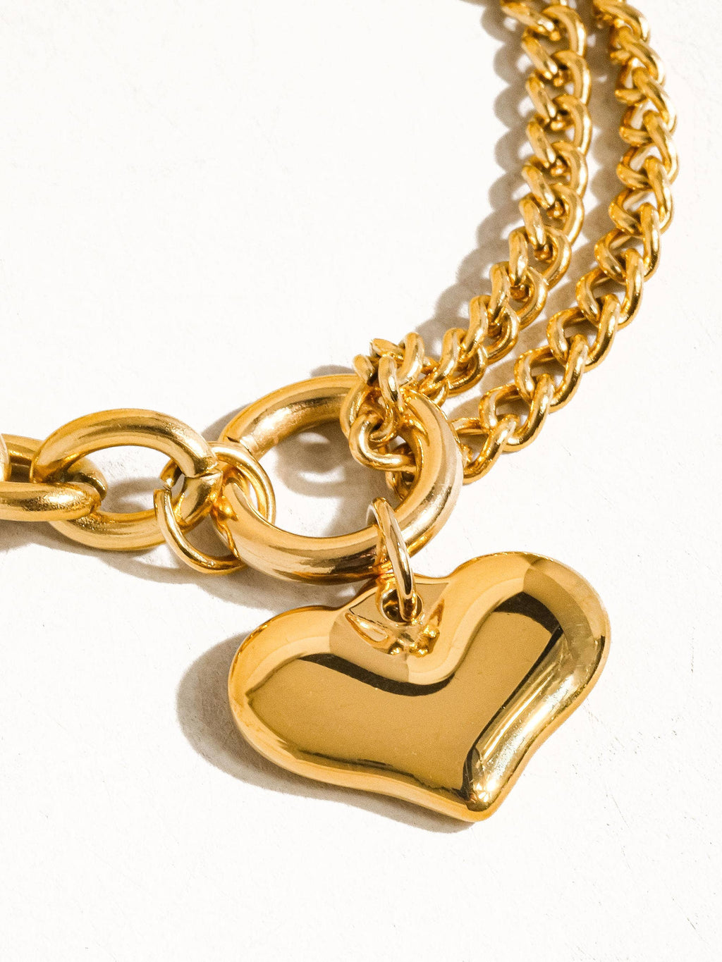 18K Gold Non-Tarnish Heart Chain Bracelet