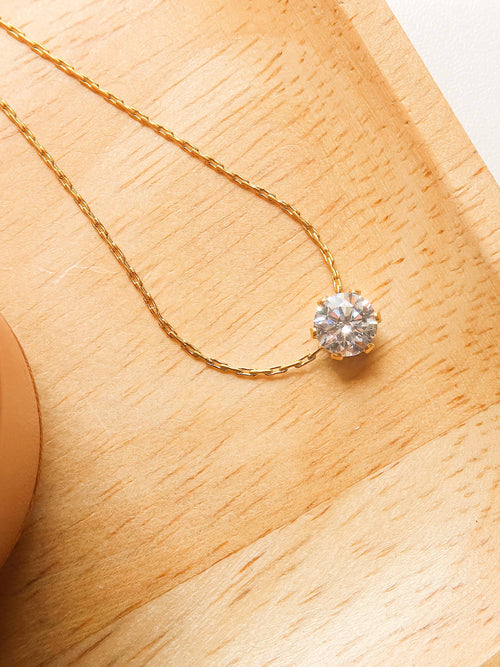 Collectique 18K Non-Tarnish Petite Round CZ Necklace Necklace Flânerie by MAIQ Yellow Gold Collectique Yellow Gold Flânerie by MAIQ Necklace 18K Non-Tarnish Petite Round CZ Necklace