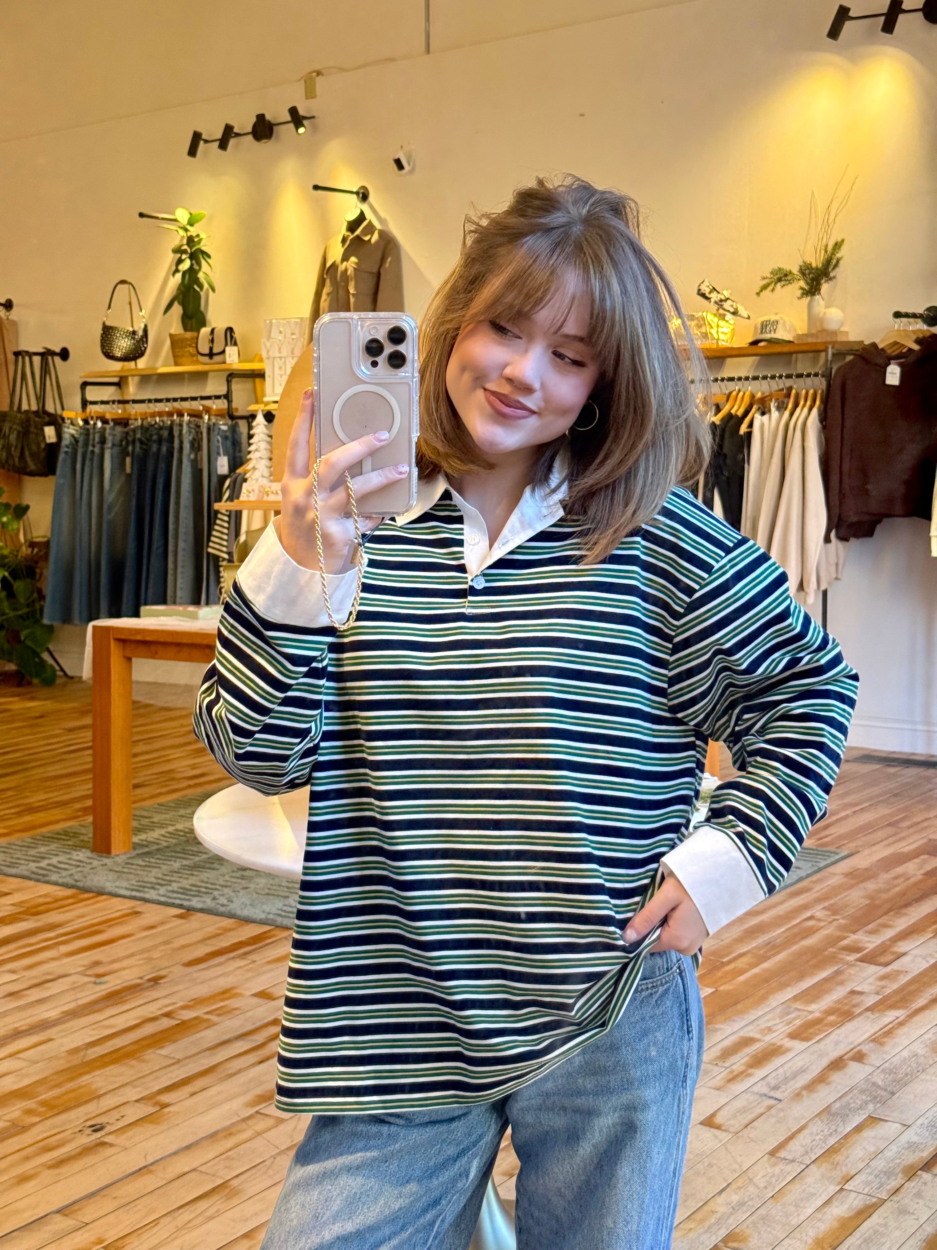 Cotton Striped Collared Shirt