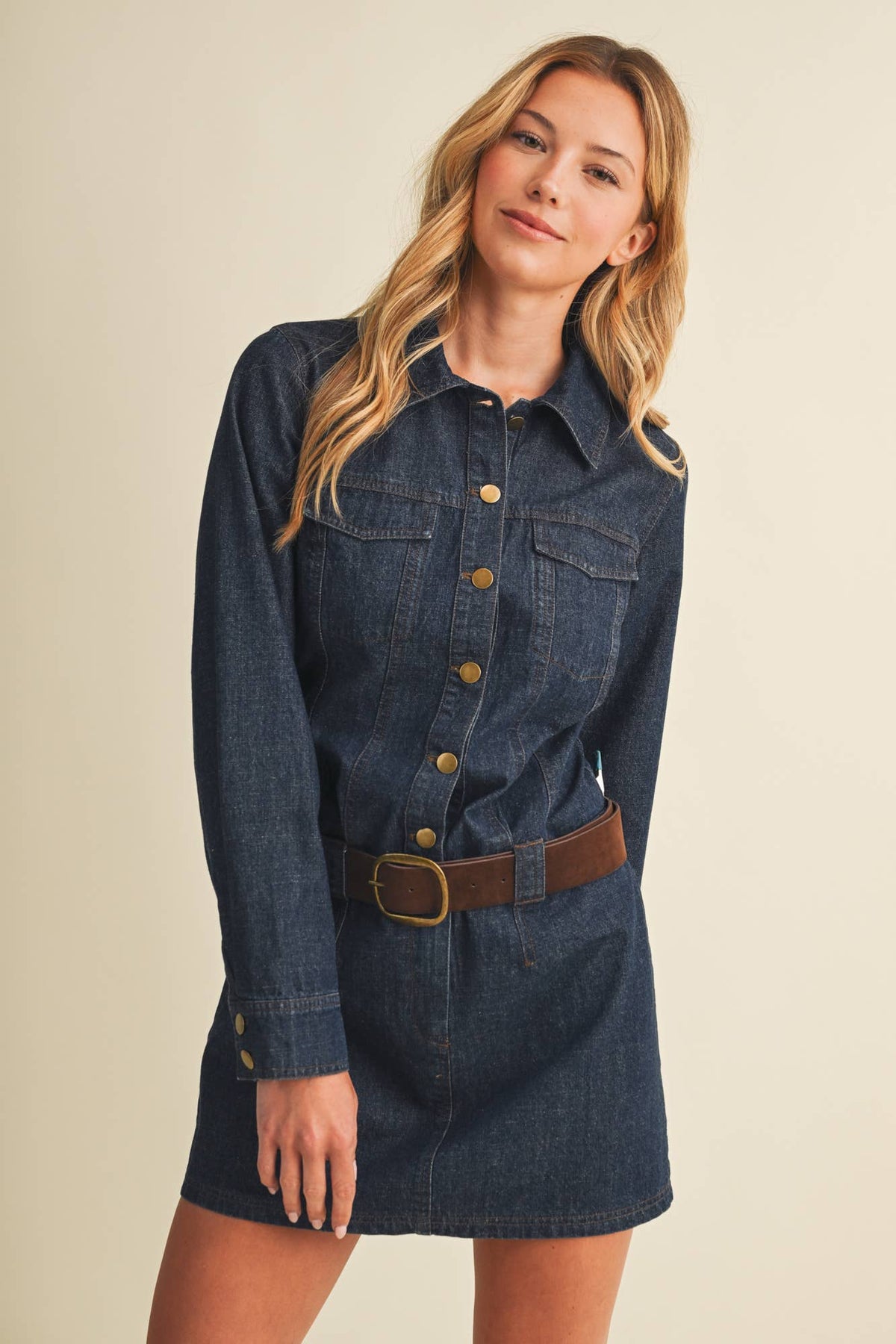DENIM LONG SLEEVE DRESS