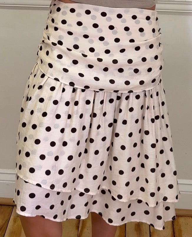 The Ameya Skirt | Polka Dot Asymmetrical Knee Length Layered