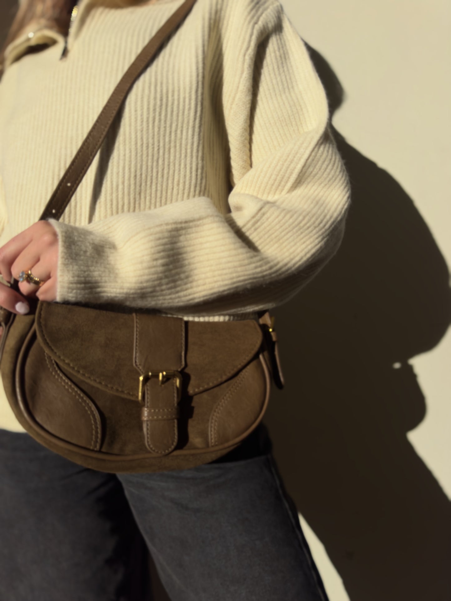 Suede Buckle Bag