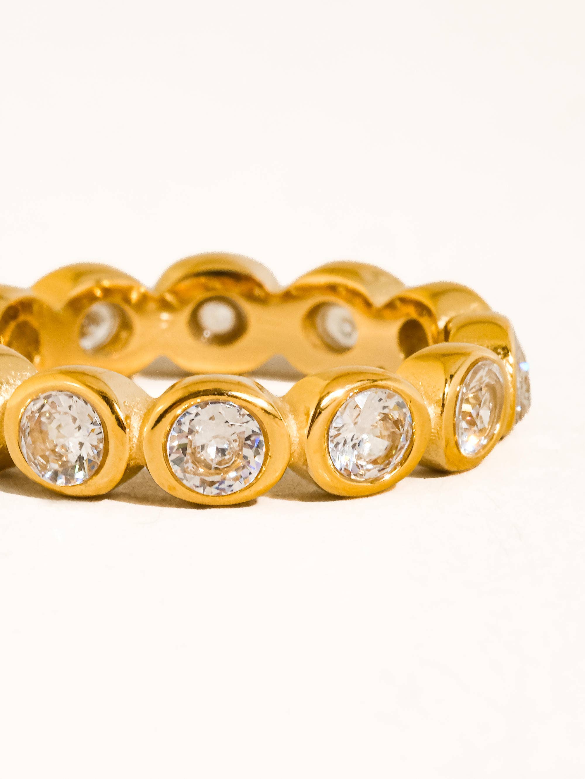 Lenna 18K Gold Non-Tarnish Bezel CZ Eternity Ring