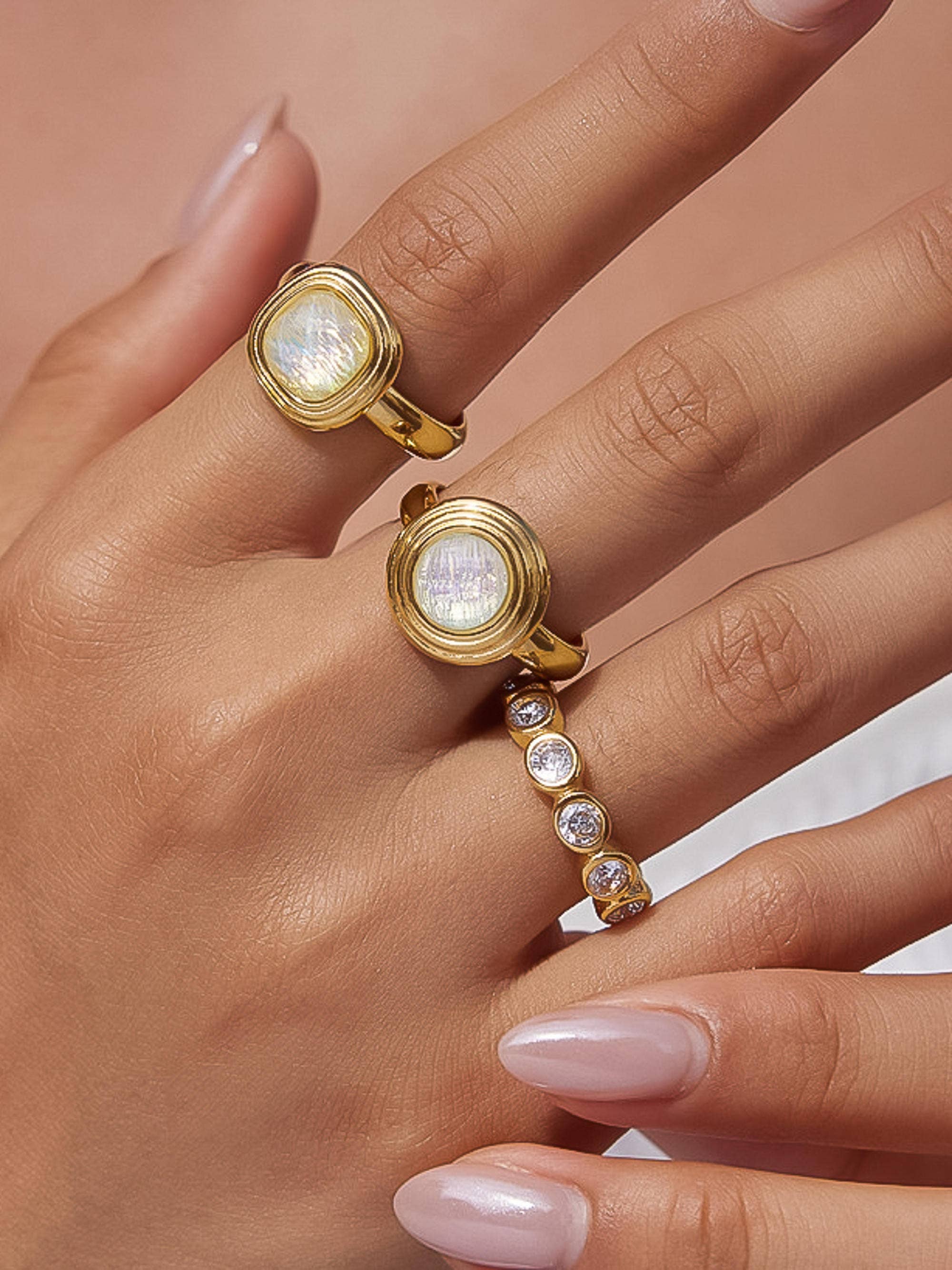 Lenna 18K Gold Non-Tarnish Bezel CZ Eternity Ring