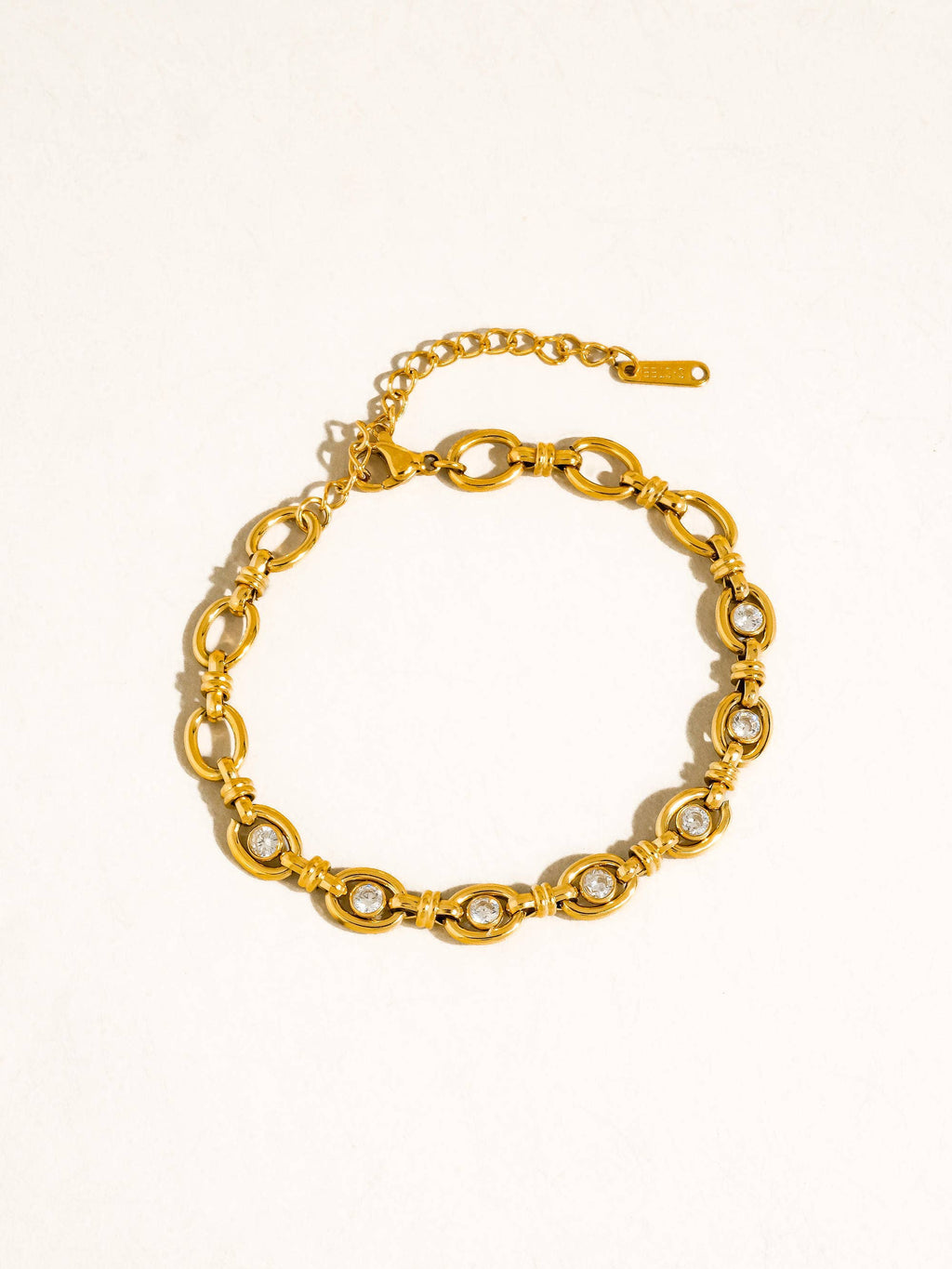 Xenon 18K Gold Non-Tarnish CZ Circle Link Bracelet