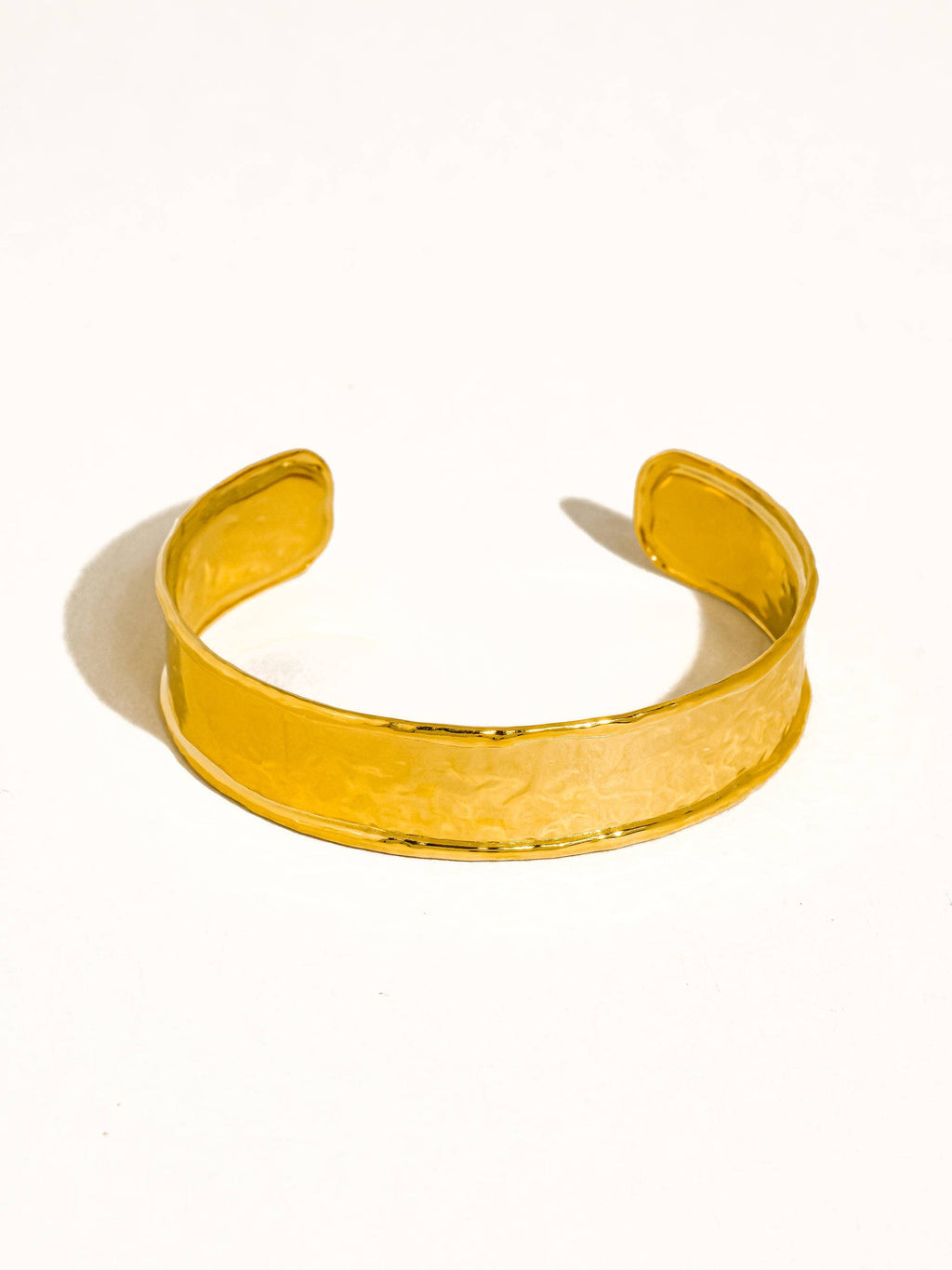 18K Gold Non-Tarnish Hammered Cuff Bracelet