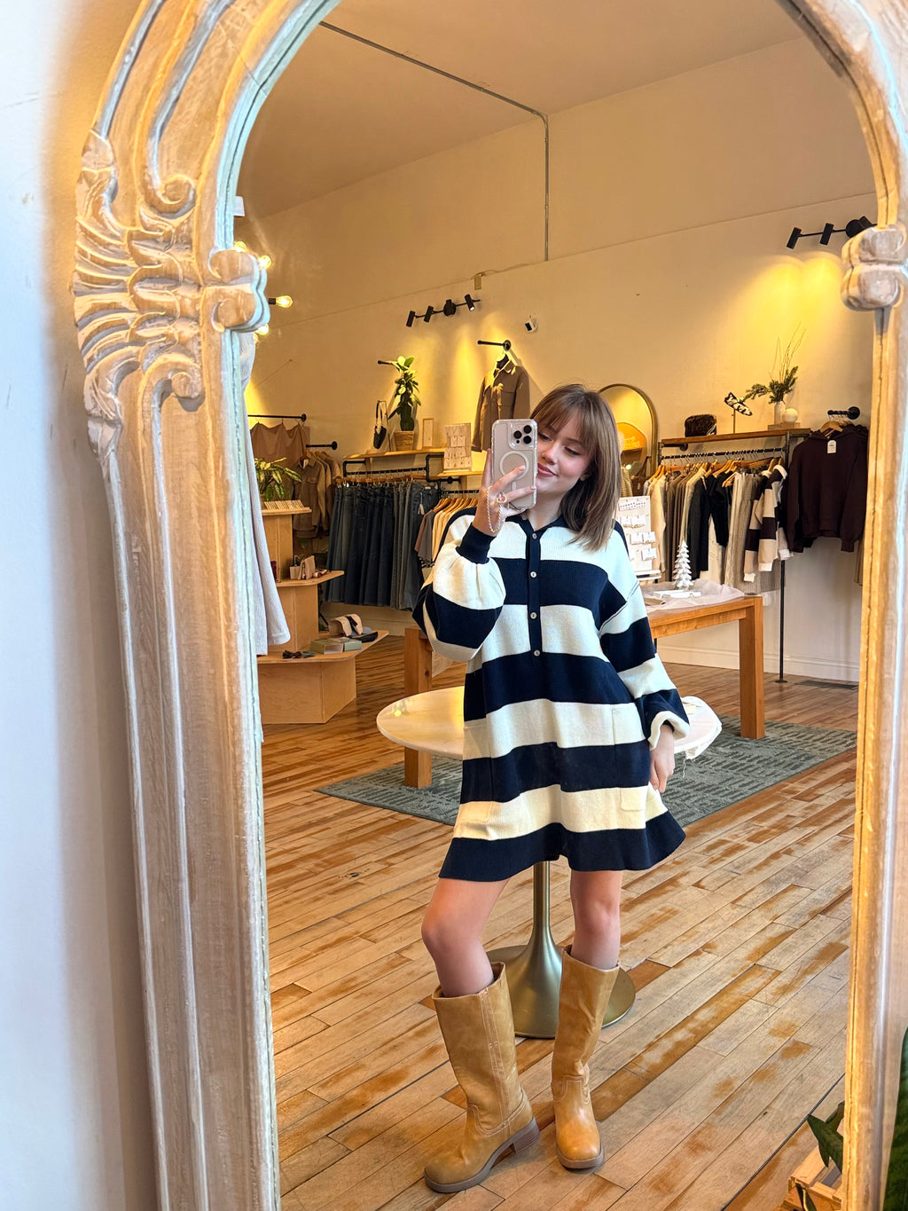 Navy Striped Knit Jumper