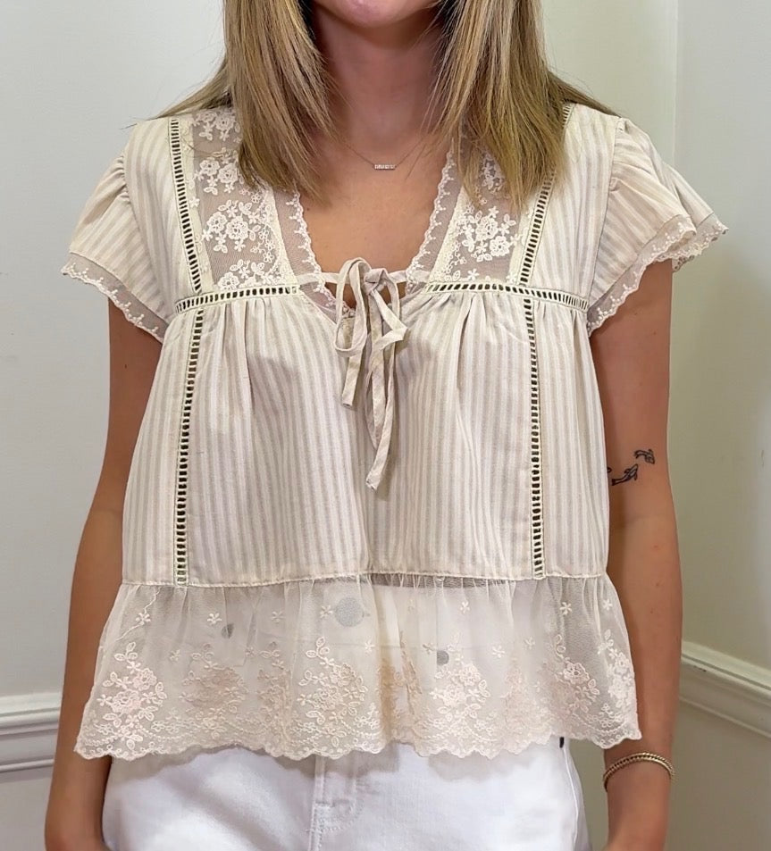 LACE-TRIMMED BLOUSE