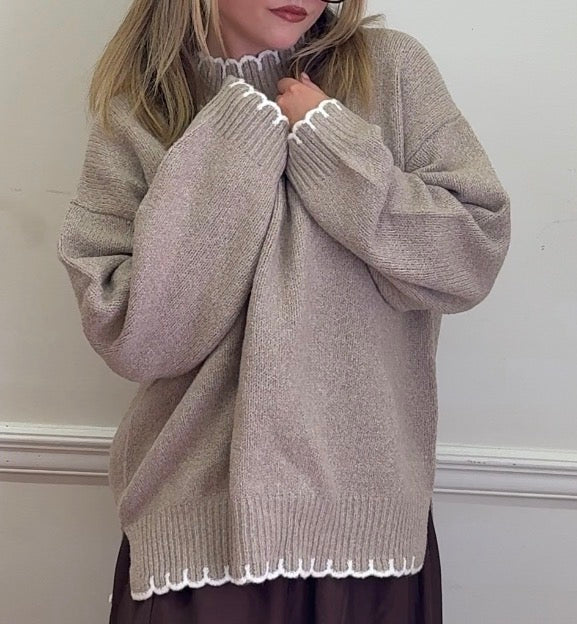 Kelli Khaki Pullover Sweater