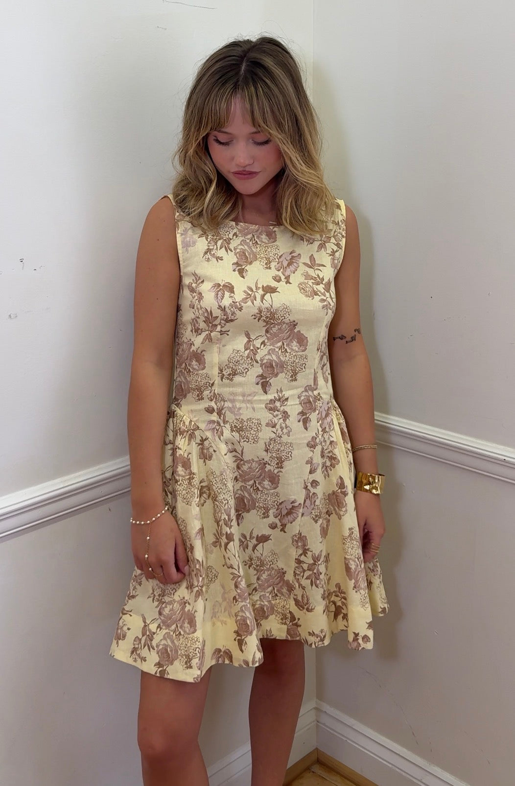 Calla Floral Open-Back Mini Dress