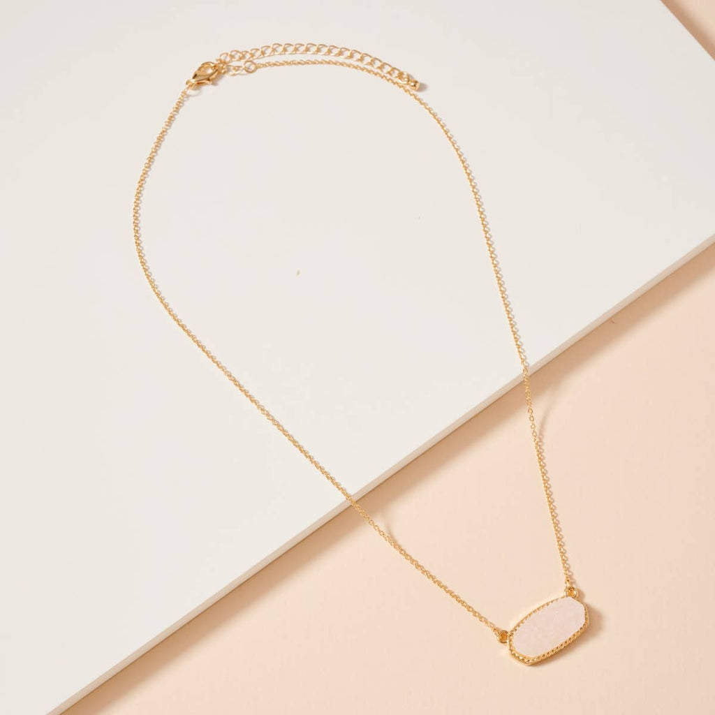 Collectique Druzy Stone Charm Short Necklace Necklace Lilla Haven One / 4SN11008 / Aqua Collectique One / 4SN11008 / Aqua Lilla Haven Necklace Druzy Stone Charm Short Necklace