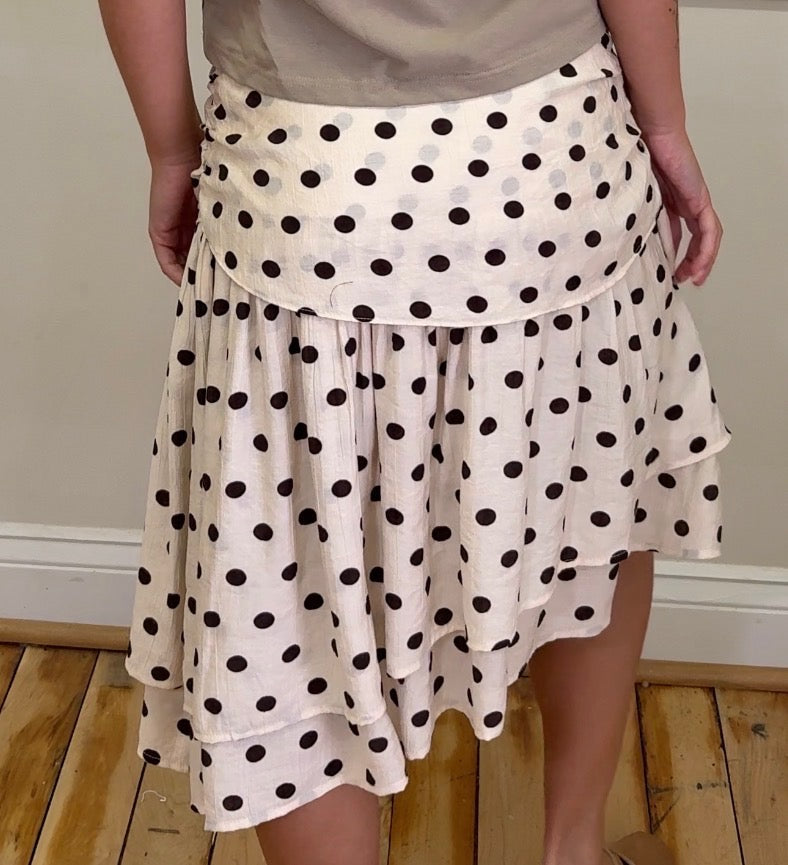 The Ameya Skirt | Polka Dot Asymmetrical Knee Length Layered