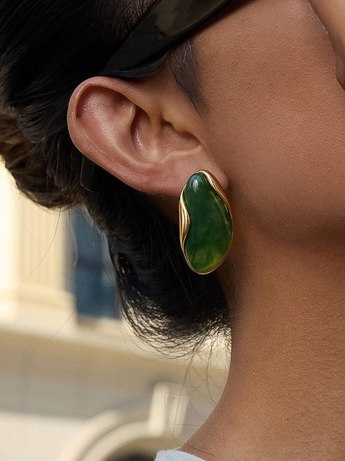 Collectique 18K Gold Non-Tarnish Resin Drop Earrings Earring Flânerie by MAIQ Green Collectique Green Flânerie by MAIQ Earring 18K Gold Non-Tarnish Resin Drop Earrings