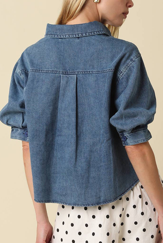 Leanna Cropped Denim Shirt