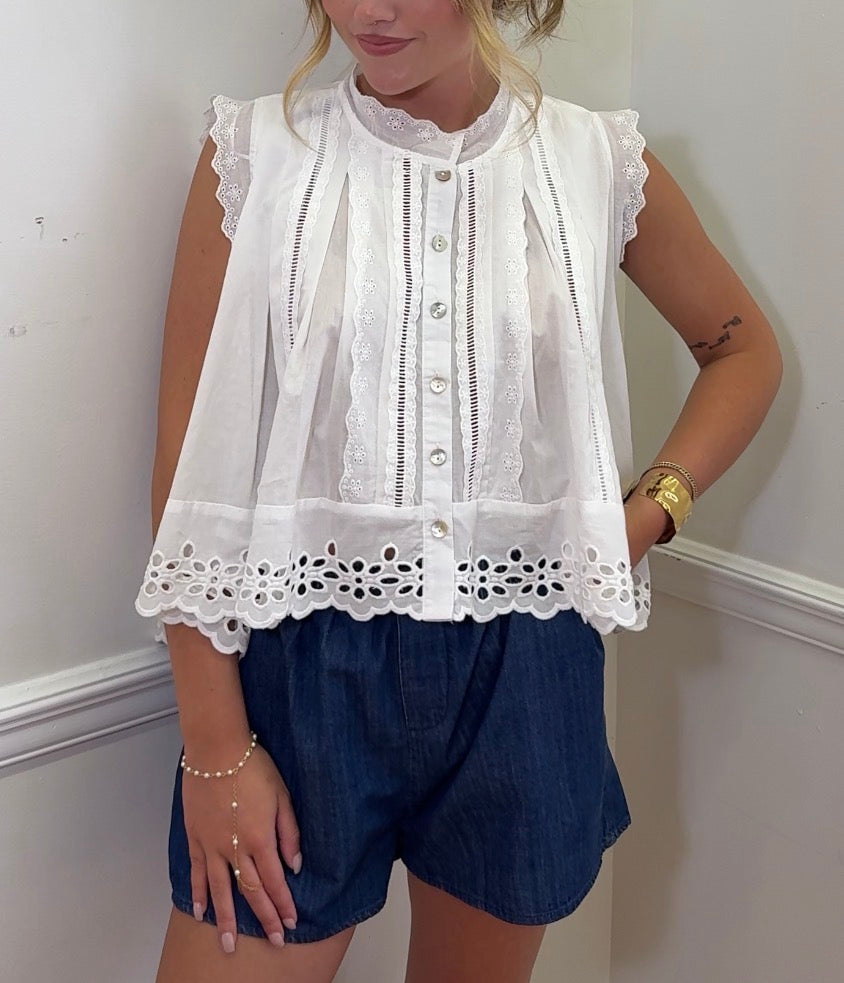 Sleeveless Cotton Blouse